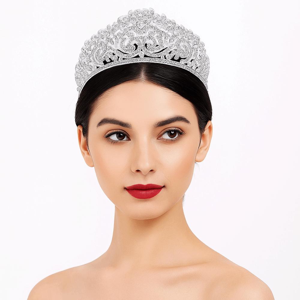 Shiny Rhinestone Tiara Baroque Crown Hair Accessory Exquisite Princess Crown  Women