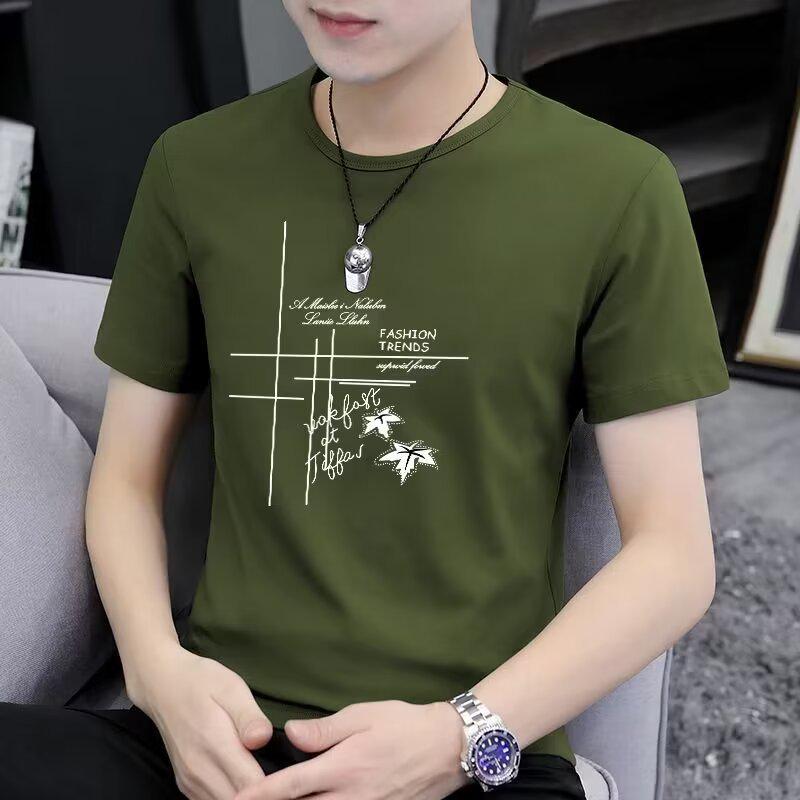 Tricouri de vară cu mânecă scurtă pentru bărbați, cu imprimeuri în stil coreean