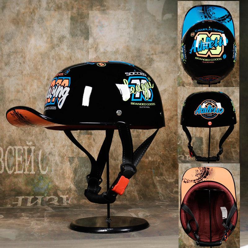 Vintage Gangster Personality Baseball Cap Helmet Electric Car Half Helmet Scooter Scoop Helmet Cap Helmet