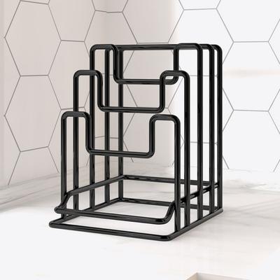 New Black Cutting Board Rack Household Metal Pots Pan Lids Rack Multilayer Chopping Board Holder Restaurant Home Kitchen