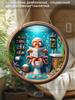 Cute Octopus Reading Newspaper On Toilet Round Wooden Hanging Sign, 2D Flat Printed Bathroom Wall Decor Ornament, Nautical Home Decor Gift