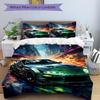 3pcs Green Sports Car Cover Set, 1 Cover + 2 Pillowcases (No Insert), Bedding for All Seasons, Bedding,Bedroom Decor Yy250922071