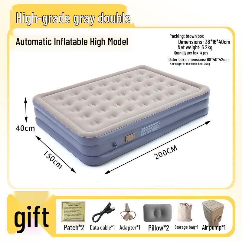 In-Stock Lightweight Inflatable Mat with Built-in Pump for Camping - Wear-Resistant Folding Bed for Lazy Lunch Breaks