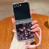 Cherry Blossom Lanyard Phone Case For Samsung Galaxy Z Flip 7 FE 6 5 4 3 5G Folding Hard Clear Cover For Samsung Z Flip7 Flip6
