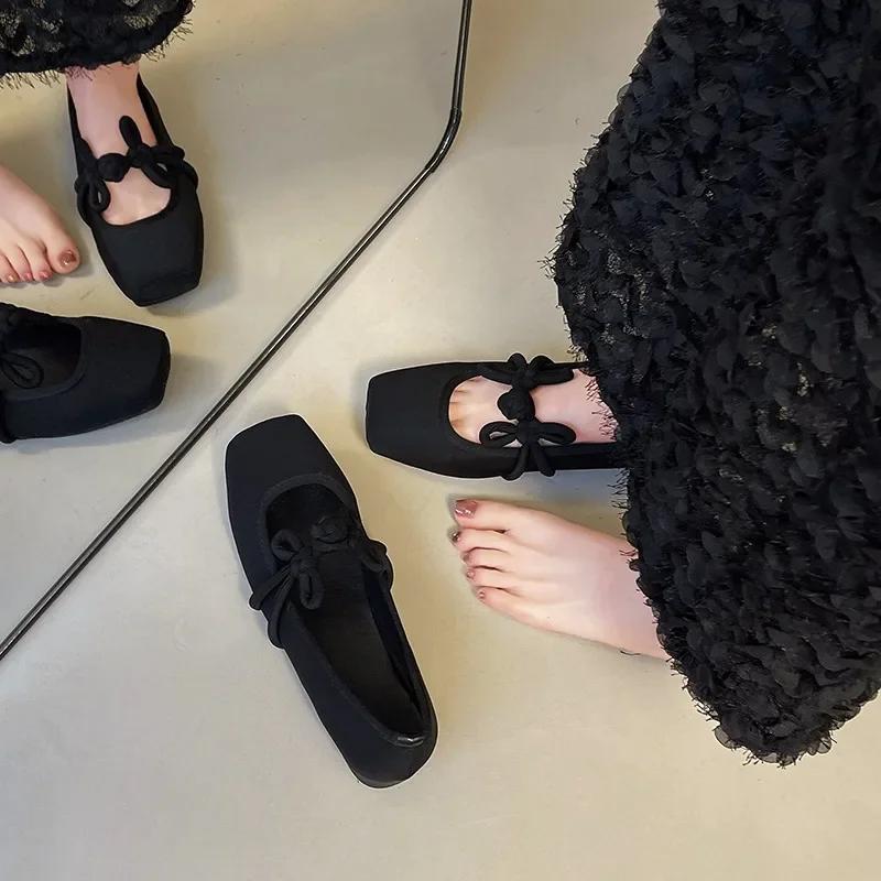 Fashion Elegant Woman Shoes Hot Sale Slip on Shallow Women's Loafers Outdoor Dress Flats Women Square Toe Weave Soft Bottom Ladies Shoes