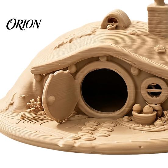 Hobbit House Ornament 3D Printed Fantasy for Small Pet Shelter, Realistic Texture Animals Hideout, Miniature Micro Landscape Halloween Home Decoration