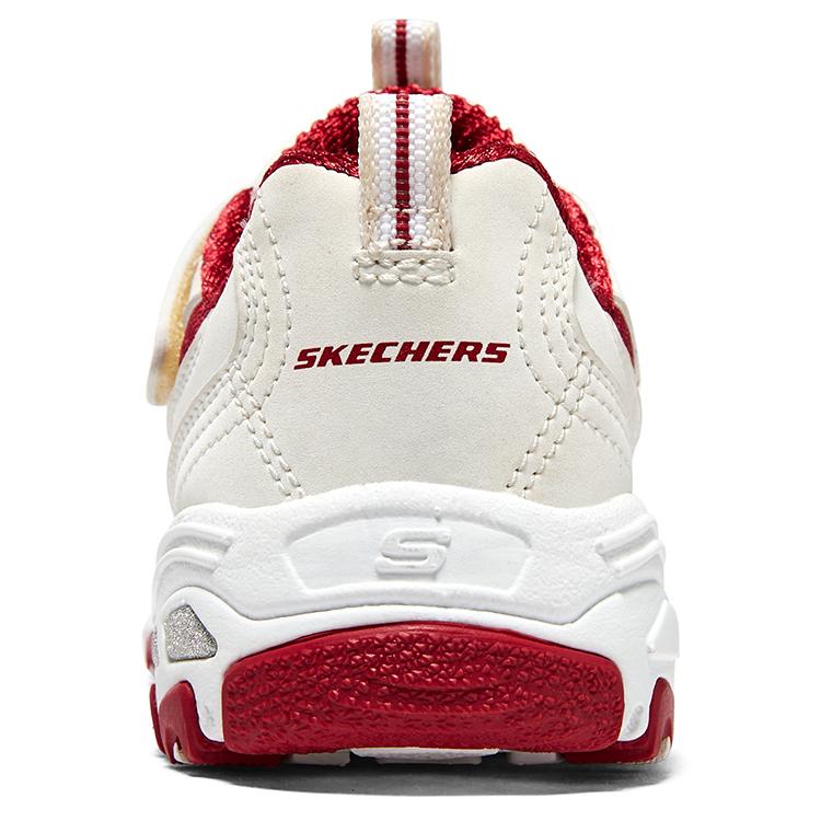 Skechers Kids Fashion Versatile Comfortable Toe Protection Non-Slip Kick-Resistant Rebound Low-Top Walking Shoes Baby Shoes Beige Red 80588N-NTRD
