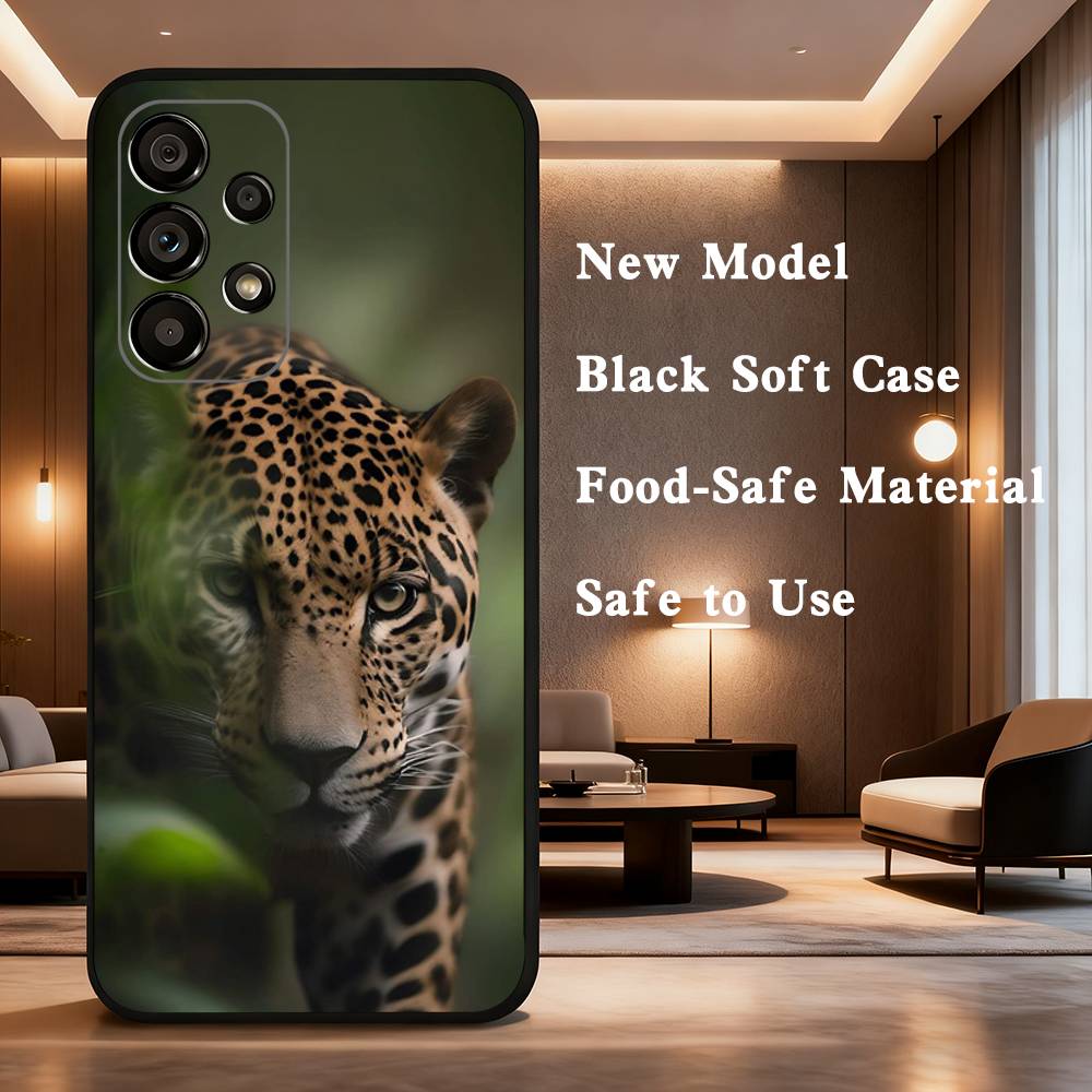 

Cool Leopard Leopard Print Phone Case For Samsung Galaxy A73,31,8,9,53,32,72,41,J7,52,71,22,Note Soft Black Silicone Cover SamsungA32 5G