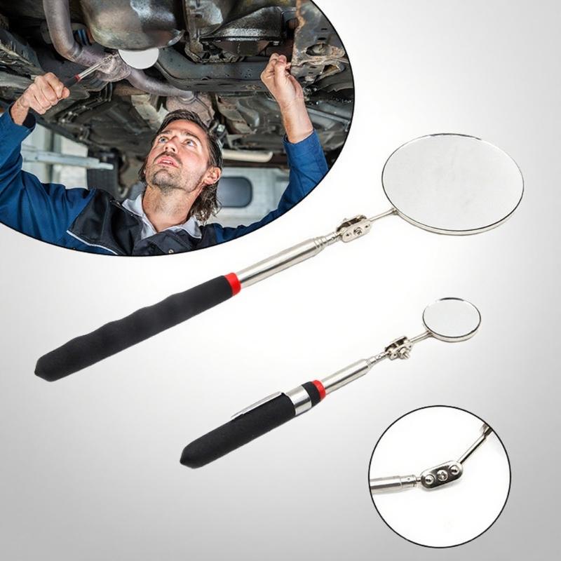 Foldable Telescopic Round Mirror Auto Repair Tool with Long Handle 32mm/82mm Inspection Mirror for Technicians Mechanics