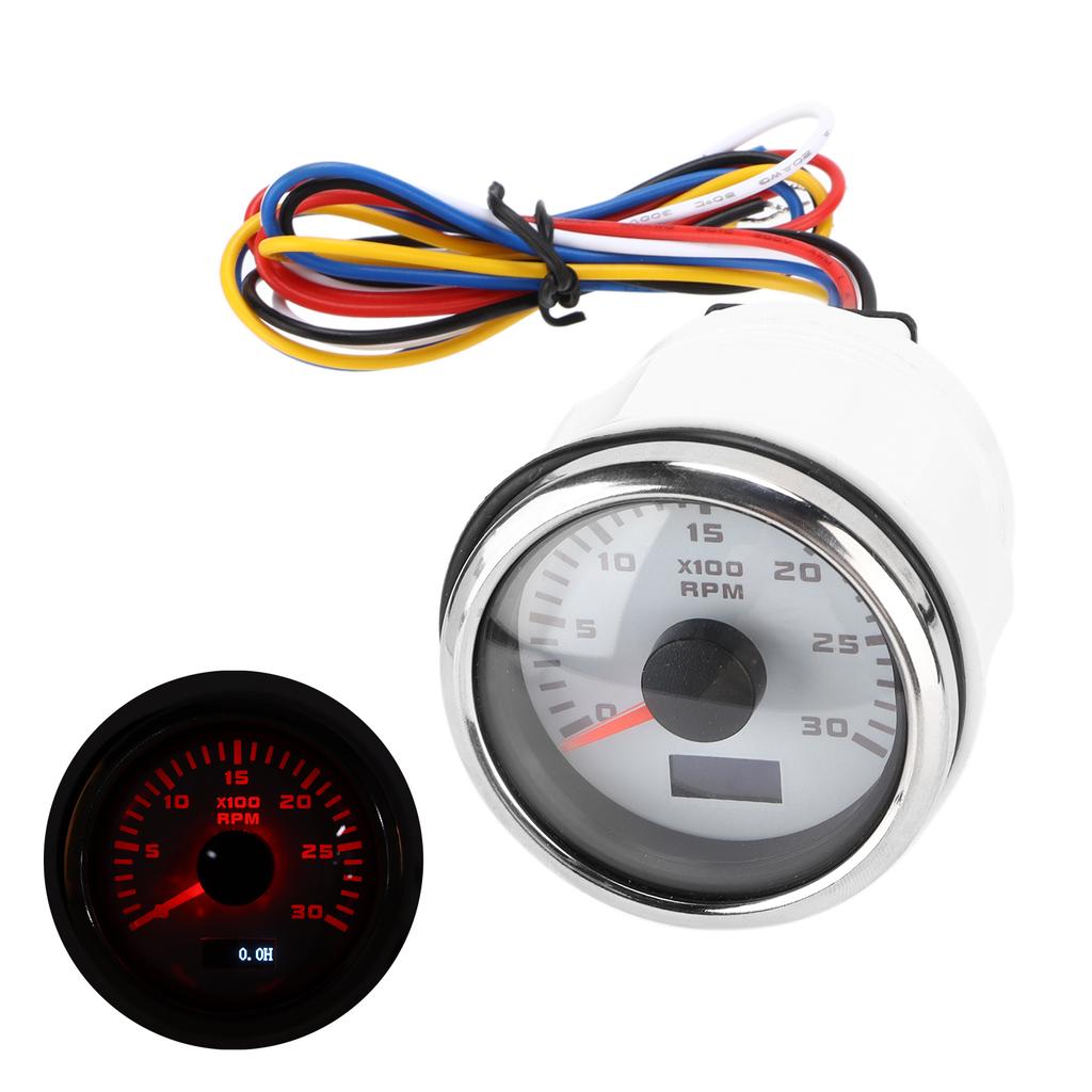 52mm Wijzer Toerenteller Meter Rode Achtergrond Universeel voor Motorfiets Vrachtwagen Boot Benzine Motor 9‑30V