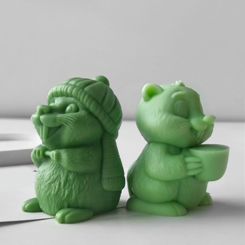 Easy Releasing Silicone Mold Crafting Groundhog Statues Moulds Candle Silicone Molds Suitable for Various Materials