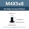 Yigu Black 304 Stainless Steel Flat Head Phillips Machine Screws M2-M6