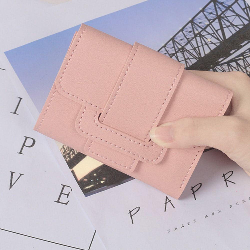 Thin Pouch Money Bag Card Holder Short Hasp Fold-over Purses PU Leather Wallets Coin Purses Women Wallets