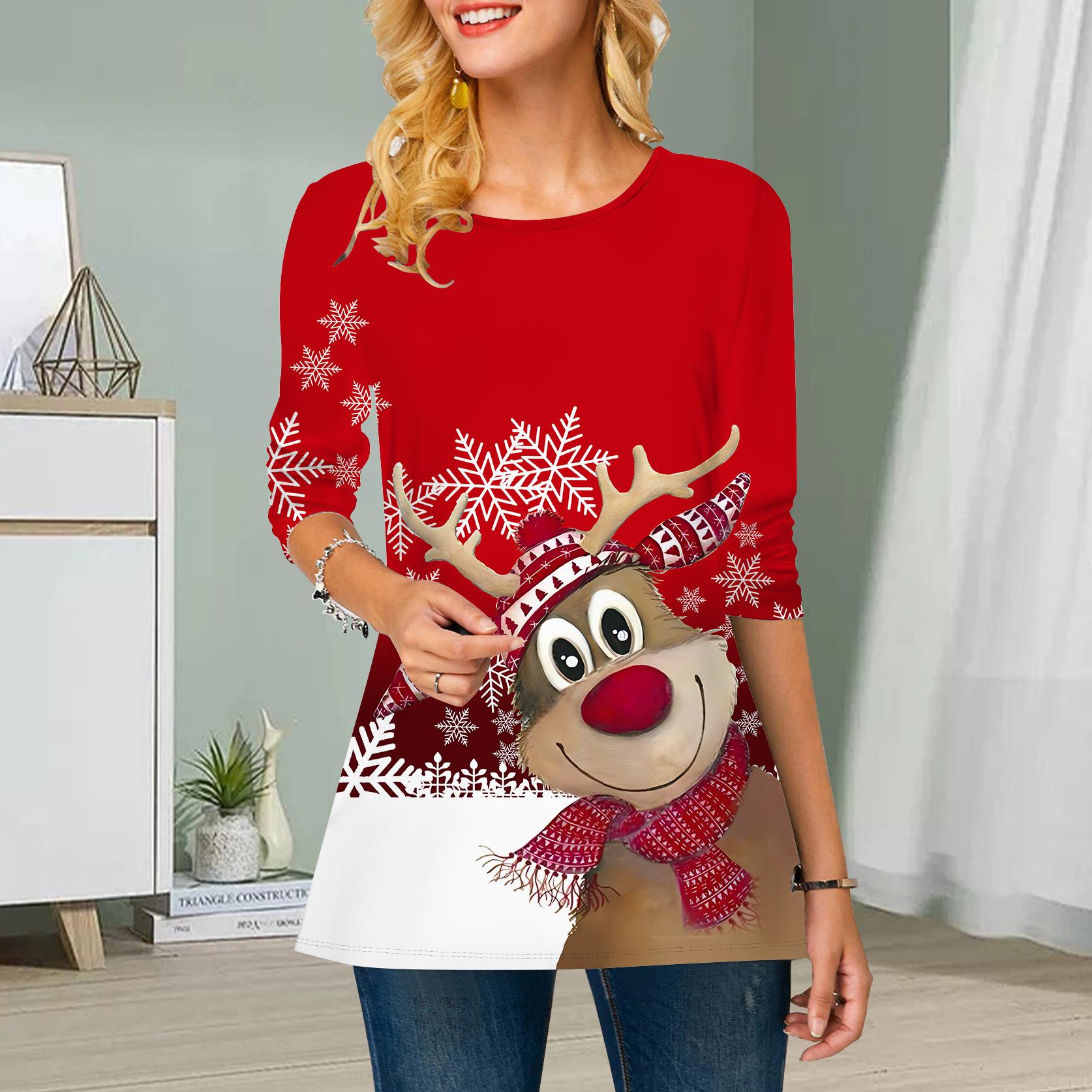 

Плюс Размер Женщины Цветок Зимний Принт Круглый Вырез Повседневный Свободный Длинный Рукав Топ 8XL