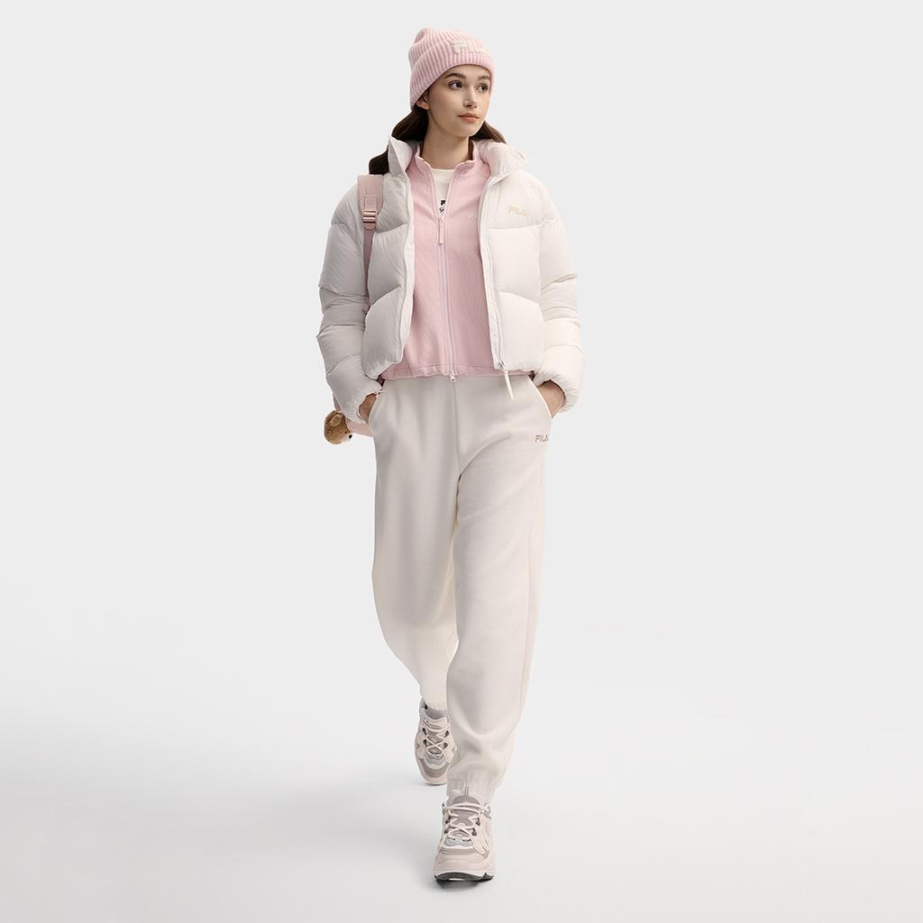 Fila Original Fashion Versatile Sports Stand Collar Warm Duck Down Jacket Women Jacket F51W549902F-WT