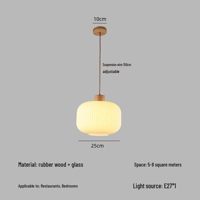 Japanese Style Wooden Glass Pendant Light