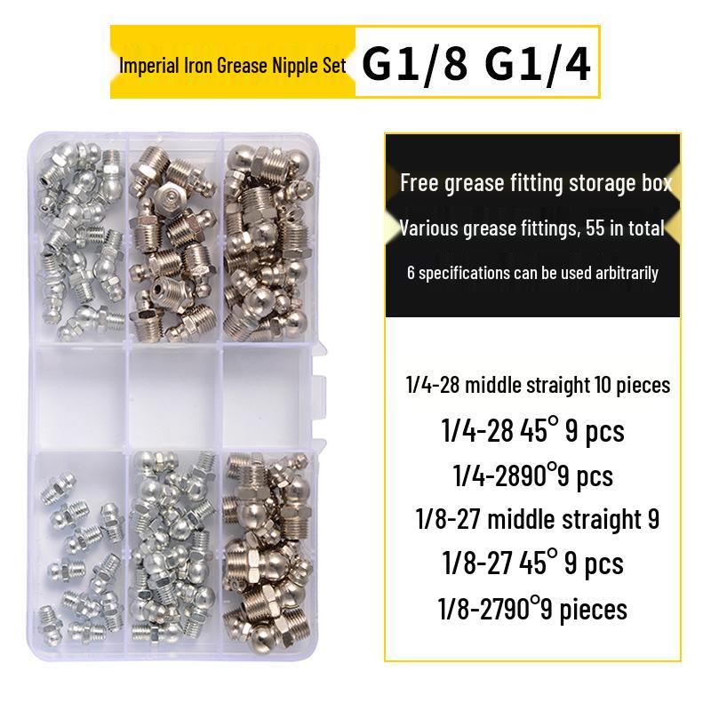 Nickel-Plated Iron Bent Grease Nipple Grease Gun Head M6-M14 G1/8