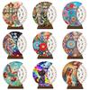 Wooden Special Shaped DIY Diamond Painting Moon Perpetual Calendar Diamond Handmade Rotating Calendar Desk Decor for Beginners