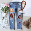 Stylish New Winter Printed Ripped Mid-Waist Women's Denim Jeans