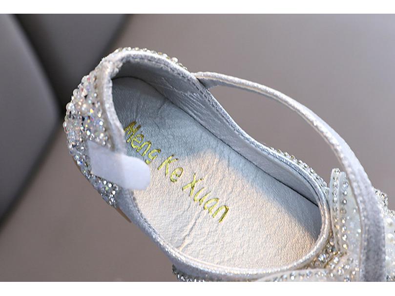 2025 Spring/Summer Girls' Korean Style Rhinestone Bow Square Toe Leather Dance Shoes