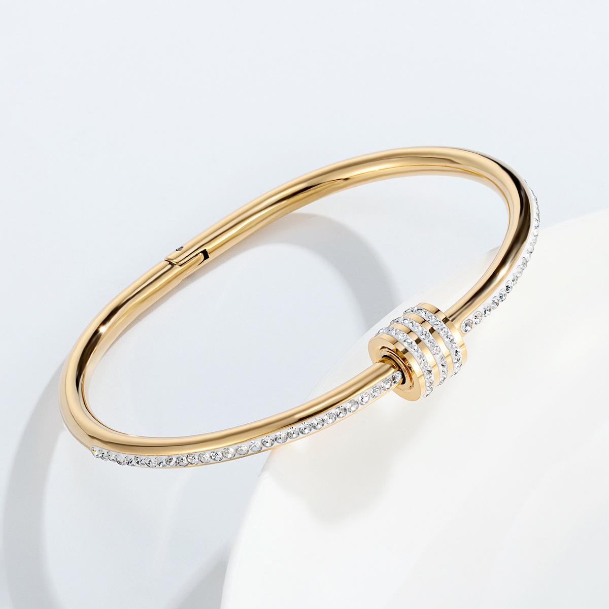 Gold-Plated Stainless Steel Women s Bracelet with Zirconia & Diamonds - Multiple Styles Available