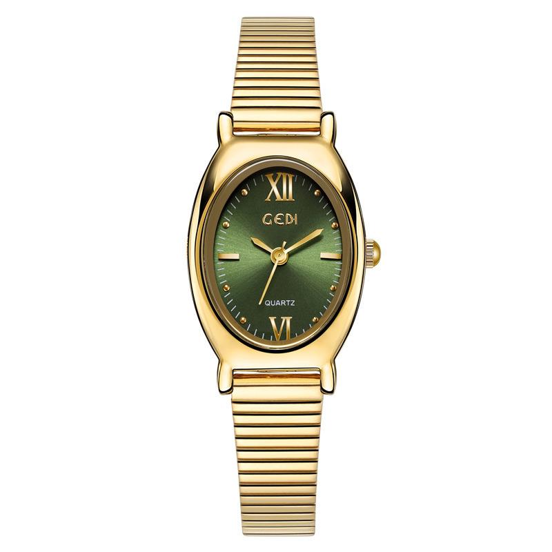 Retro High-Value Women'S Watch Niche Exquisite Oval Steel Belt Watch Women'S Medieval Waterproof Quartz Watch