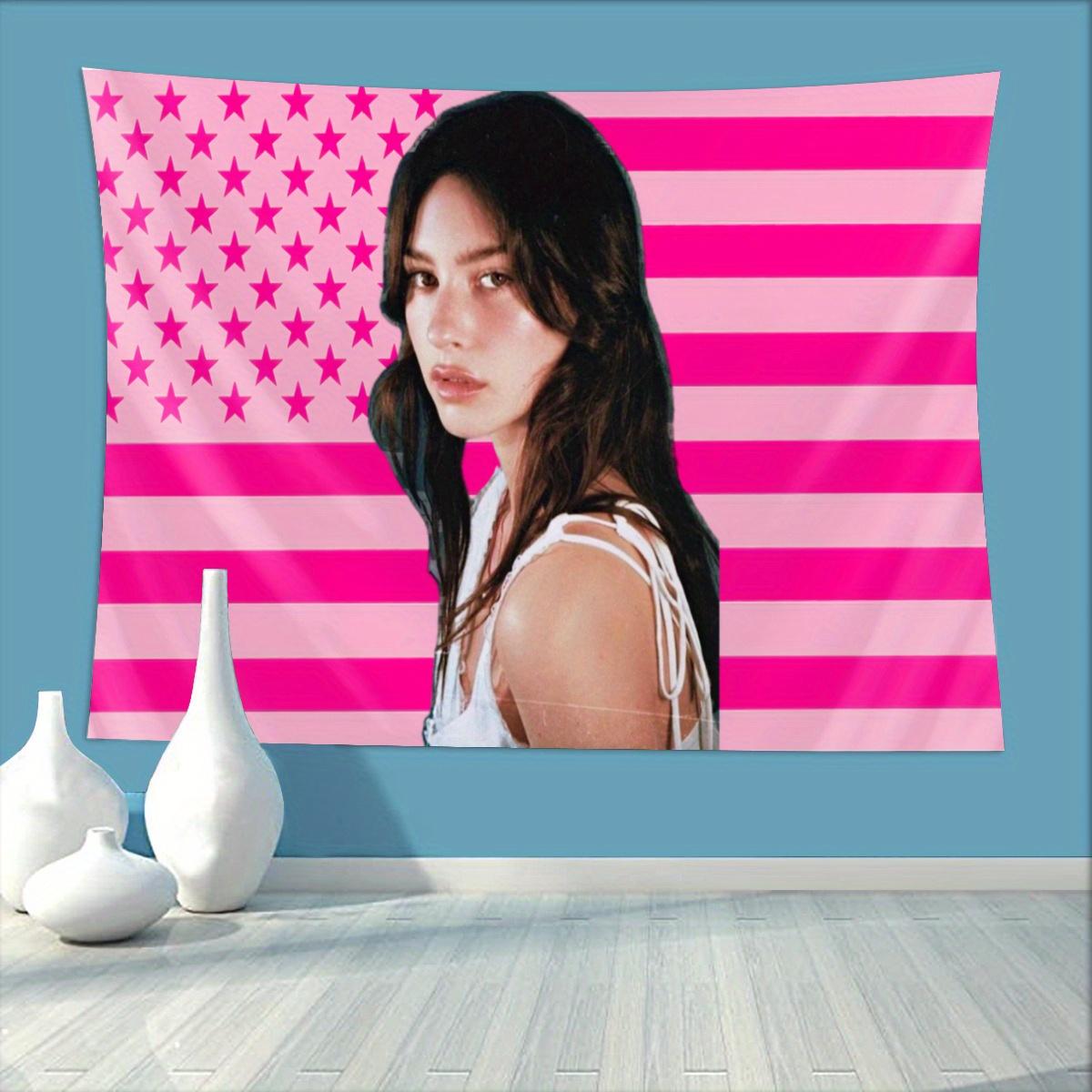

Gracie Musics Abrams Tapestry Wall Hanging American FlagInspired Pink Stripes Star Design Super Fine Fiber Vertical Wall 74x94cm(29x37in)