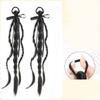 Synthetic Wig Double Twist Braid Head Rope Ribbon Female Sweet Natural College Style Bow Tie  Double Ponytail Wig Head Rope