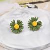 Orecchini pendenti geometrici coreani color verde a forma di fiore per donna petali rotondi a cuore foglia metallo brincos gioielli da matrimonio festa regalo