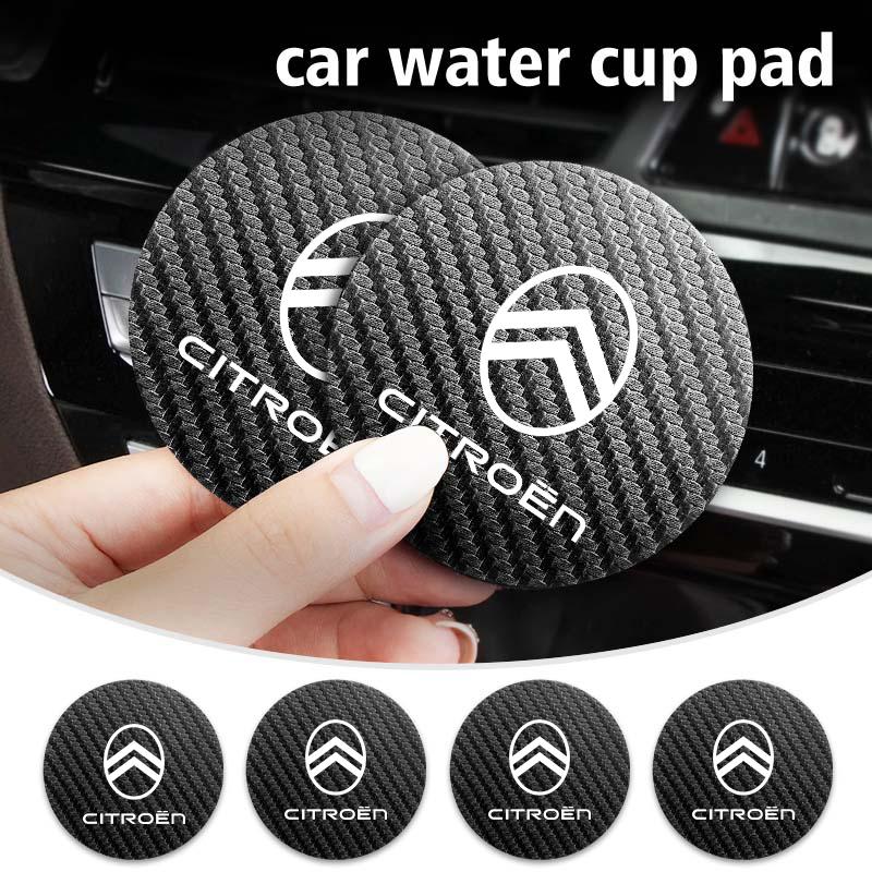 2Pcs Car Cup Mat Auto Emblem Coaster Interior Accessories For Citroen Grand Berlingo Jumper Celysee Xsara Picasso Aircross