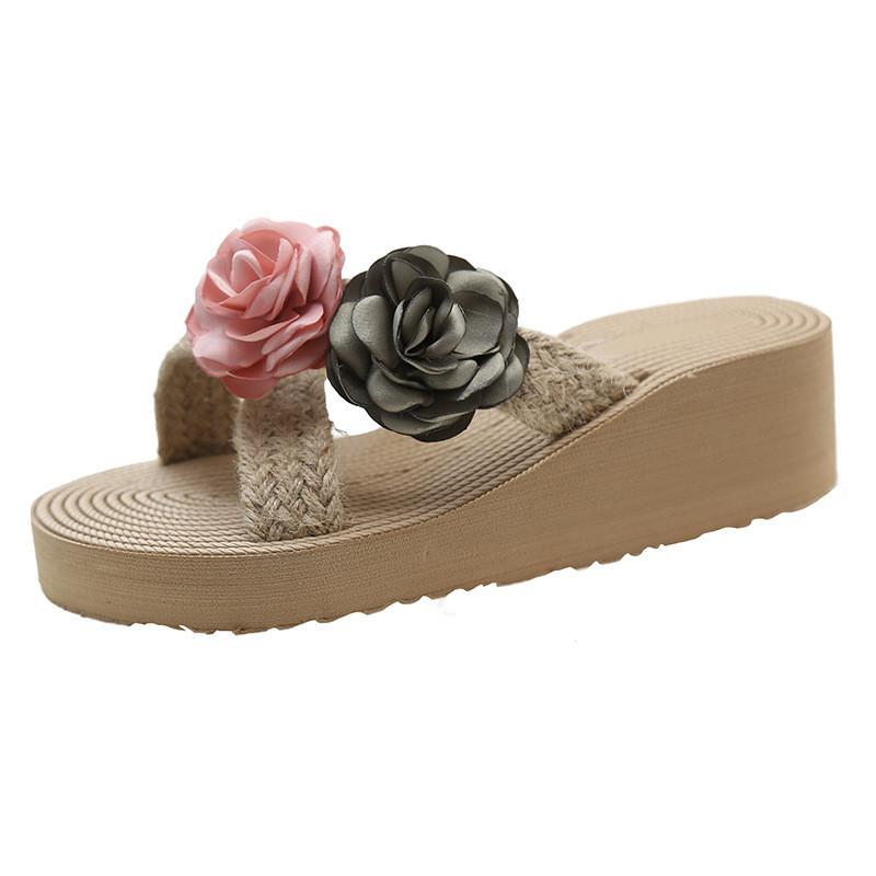 Stylish Summer Wedge Flip Flops For Women With Floral Design Comfortable Casual Wear