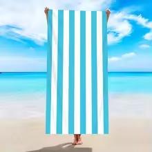 1 Stück Minimal gestreiftes Strandtuch, Ultrafeine Faser Schnelltrocknend Saugfähiges Handtuch, Strand Schwimmen Urlaub Strandtuch