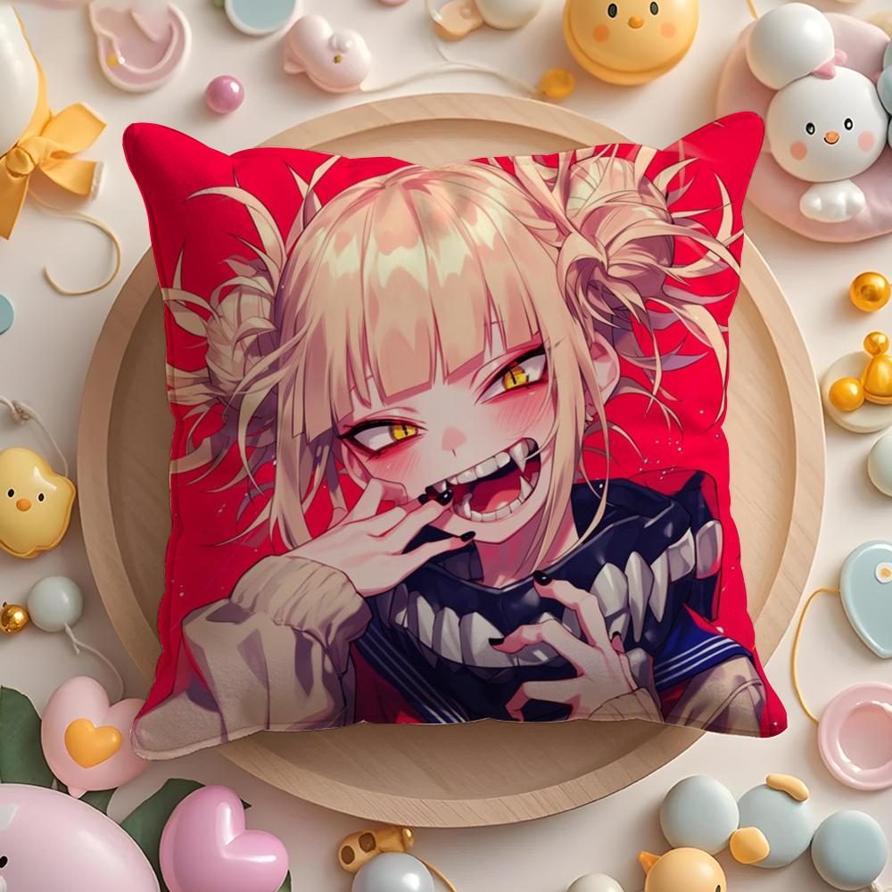 H-Himiko T-Toga Pillow Case Soft Plush Fabric Double-Sided Printed Cushion Cover Warm Winter Sofa Pillow Case