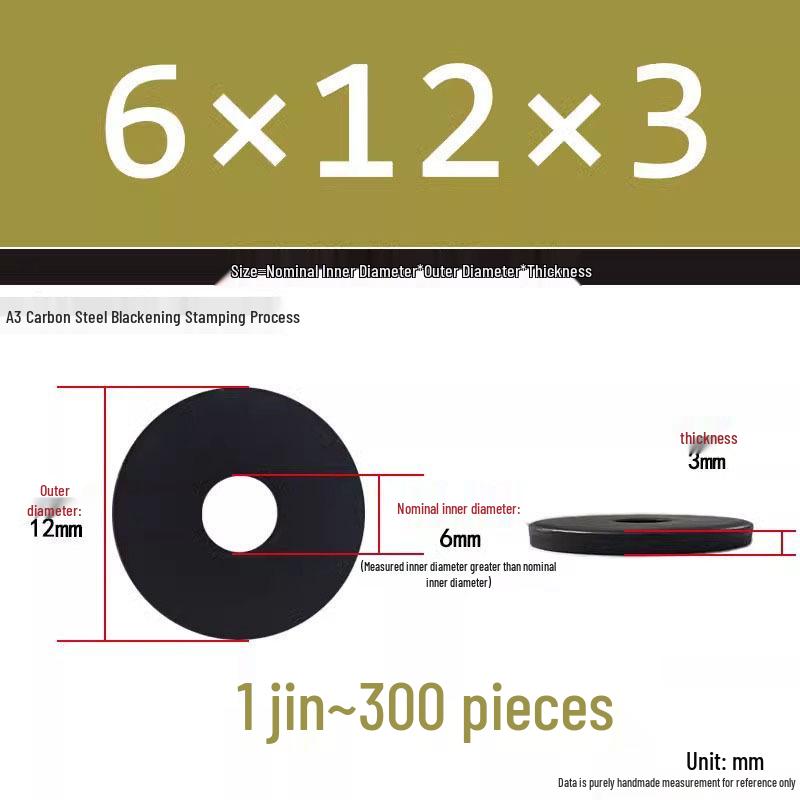Thickened Black Flat Washer: Enhanced Round Metal Spacer for Home Use