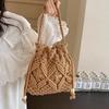 Woven bag large capacity women's new fashion versatile seaside messenger bag niche design trend tote bag