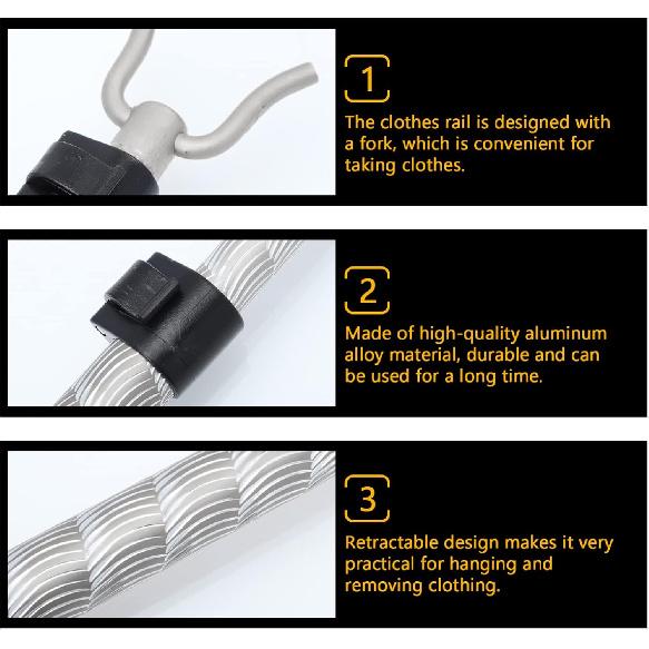 DOITOOL Closet Reacher Pole Telescoping Garment Pole Clothing Hanger Shepherds Hook Closet Pole with Utility Hook Long Reach Stick for Closet Shelf