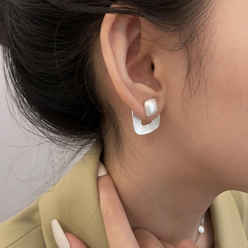 Trendy Geometric Square Stud Earrings for Women - Hip Hop Celebrity Style, High-End Design