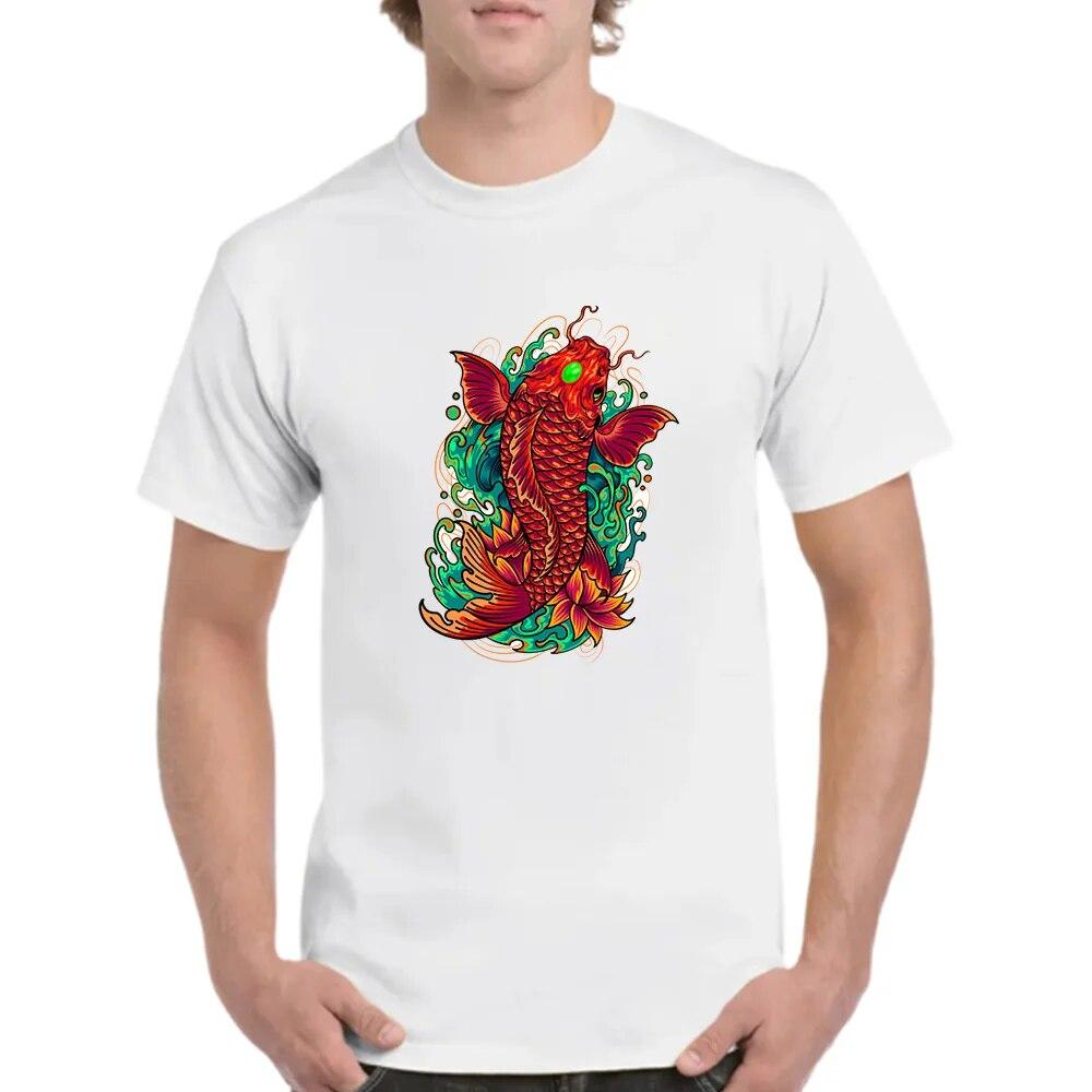 2023 Sommer-Paar-Rundhalsausschnitt, kurzärmeliges Herren- und Damenoberteil, lockerer Koi-Aufdruck, bequemes, schnell trocknendes T-Shirt mit Rundhalsausschnitt