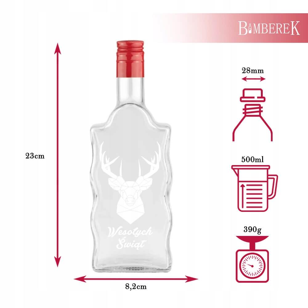 SET of 5x Christmas Glass Bottles FALA 500 Ml with Print FOR LIQUEURS