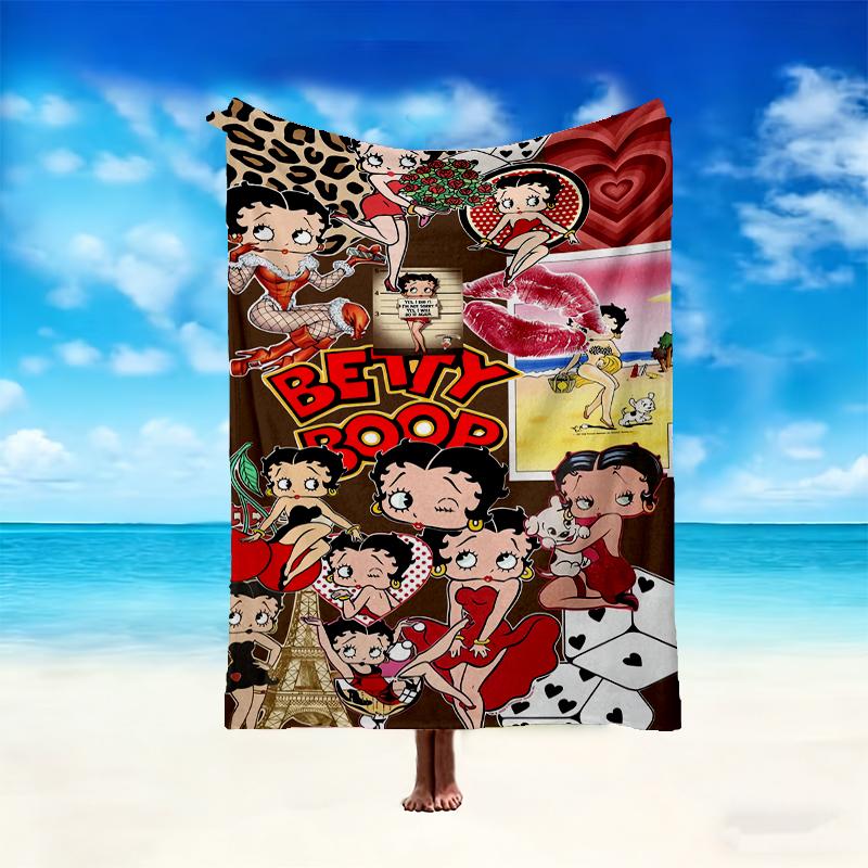 1pc Betty Boop Blanket, Home Printed Throw Blanket - Soft Blanket Gift for Family, Washable Sofa Bed Blanket
