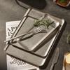 High Quality 304 Stainless Steel Steak Plate Tray Bbq Tableware Dish Serving Plate Tea Cup Trays Food Rectangular Plate Decor Quality