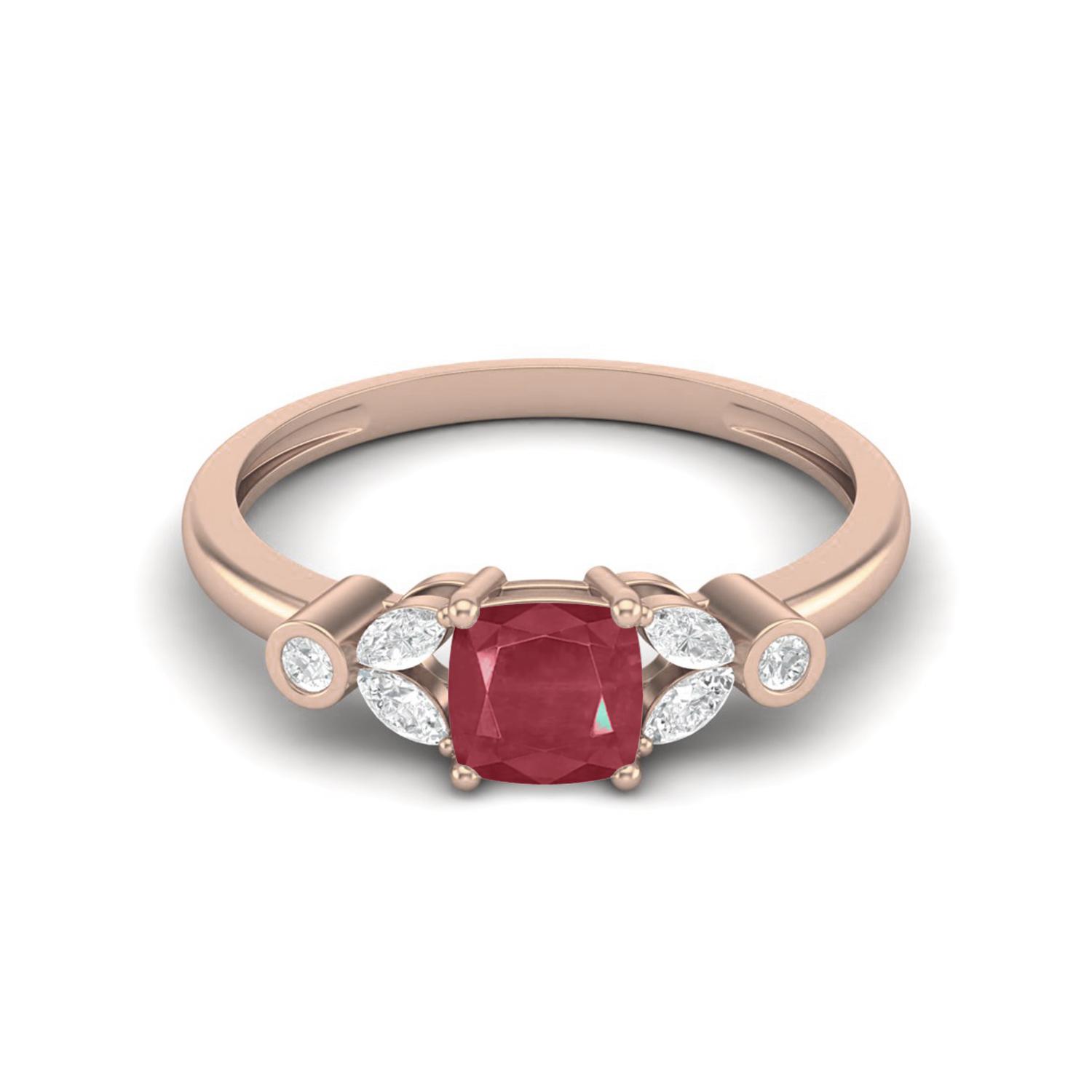 2.06 Cts Cushion Shape Ruby Solitaire 925 Sterling Silver Rose Vermeil Classic Accent Wedding Ring 8