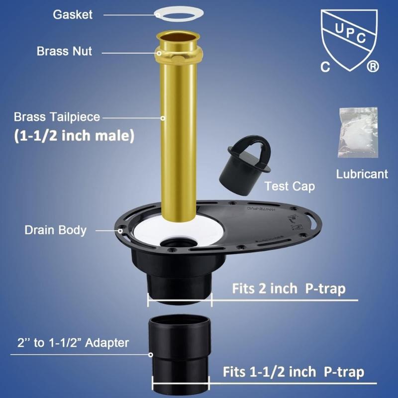 Freestanding Tub Drain set With Brass Tailpiece Complete Freestanding Bathtub Drain for Quick & Mess Frees Installation