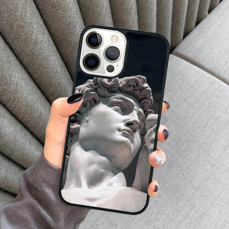 Statue Vaporwave Glitch Art Phone Case For iPhone 16 15 13 14 Pro Max 11 12 Mini Plus 2022 XR XS MAX Cover Coque