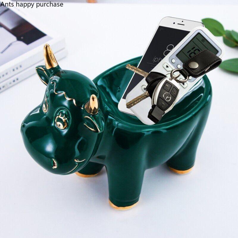 Ceramics Animal Storage Ornaments Cow/deer Key Storage Box Groceries Organize Tray Desktop Statue Crafts Decoration Furnishings