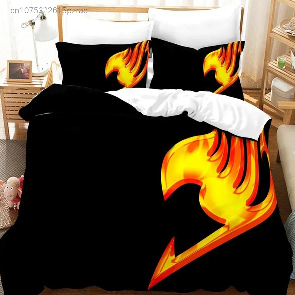 Anime Fairy Tail Natsu Juego de Cama Funda Nórdica Dormitorio Fundas de Edredón Individual Doble King Size Funda de Edredón Textil para el Hogar