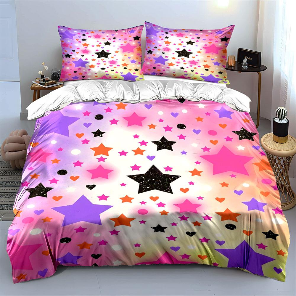 Colorful Starry Bedding Set Bedding Duvet Cover Set Duvet Cover Pillowcases (1 * Duvet Cover 2 * Pillowcases, without duvet insert)