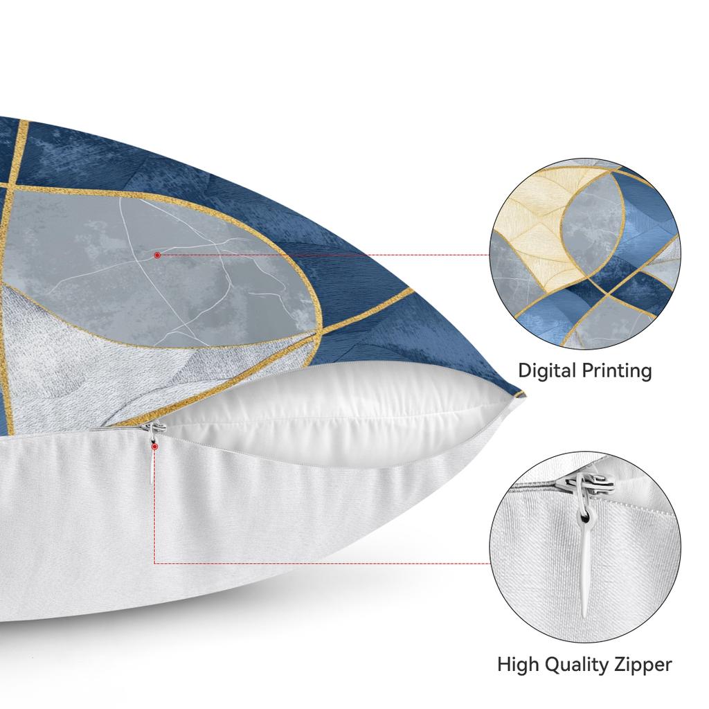 Blue Geometric Stitching Cushion Covers Pillowcase Home Decor Bedroom Sofa Cushion Cover Living Room Car Home Decor
