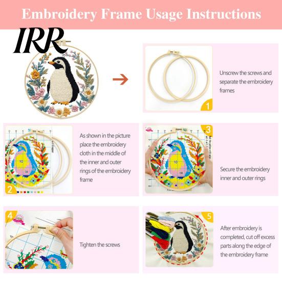 Complete Cross Stitch Supplies Embroidery Starter Kit for Beginners Set with Floral Animal Landscape Patterns Pre-Printed Fabric Threads