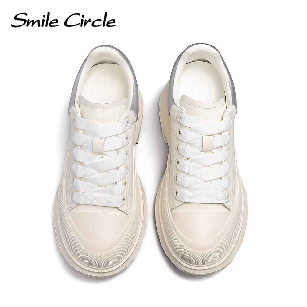 Damen-Sneaker aus klobigem Leder, erhöhende Schnür-Freizeitschuhe, runde Zehen, luxuriöse Sportschuhe